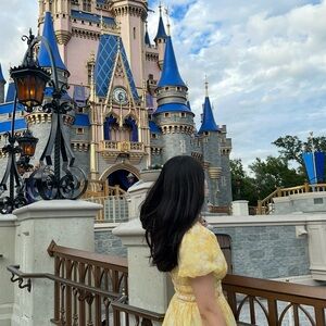 Yellow Floral Puff-Sleeve Dress size M